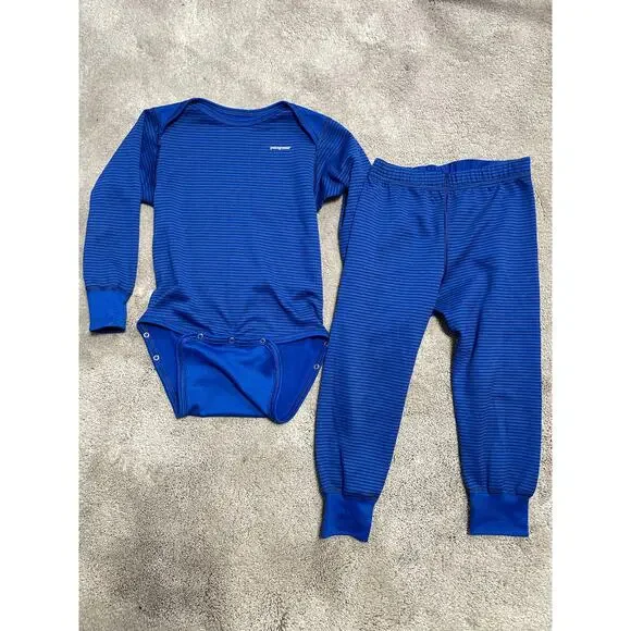 Patagonia Capilene Base Layer One Piece and Pants Size 3T Blue - Picture 1 of 7